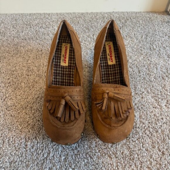 Y2K Unionbay Nicolette Platform Wood Heel Studded Pumps size 8.5 - Picture 1 of 6